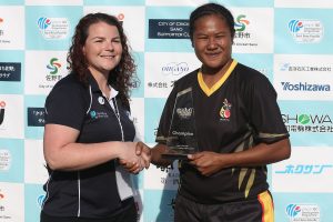 SANO, JAPAN - MAY 11: Papua New Guinea Vs Japan during the final of the ICC EAP Women's Trophy at Tanuma High School on May 11, 2014 in Sano, Japan. (Photo by Chris McGrath/Getty Images for ICC)